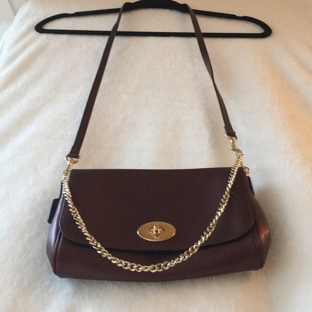 Leather burgundy Coach crossbody bag